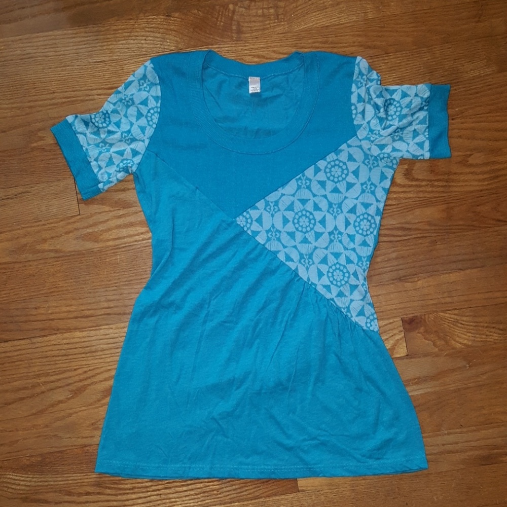 Teal BKE Floral Burnout Top